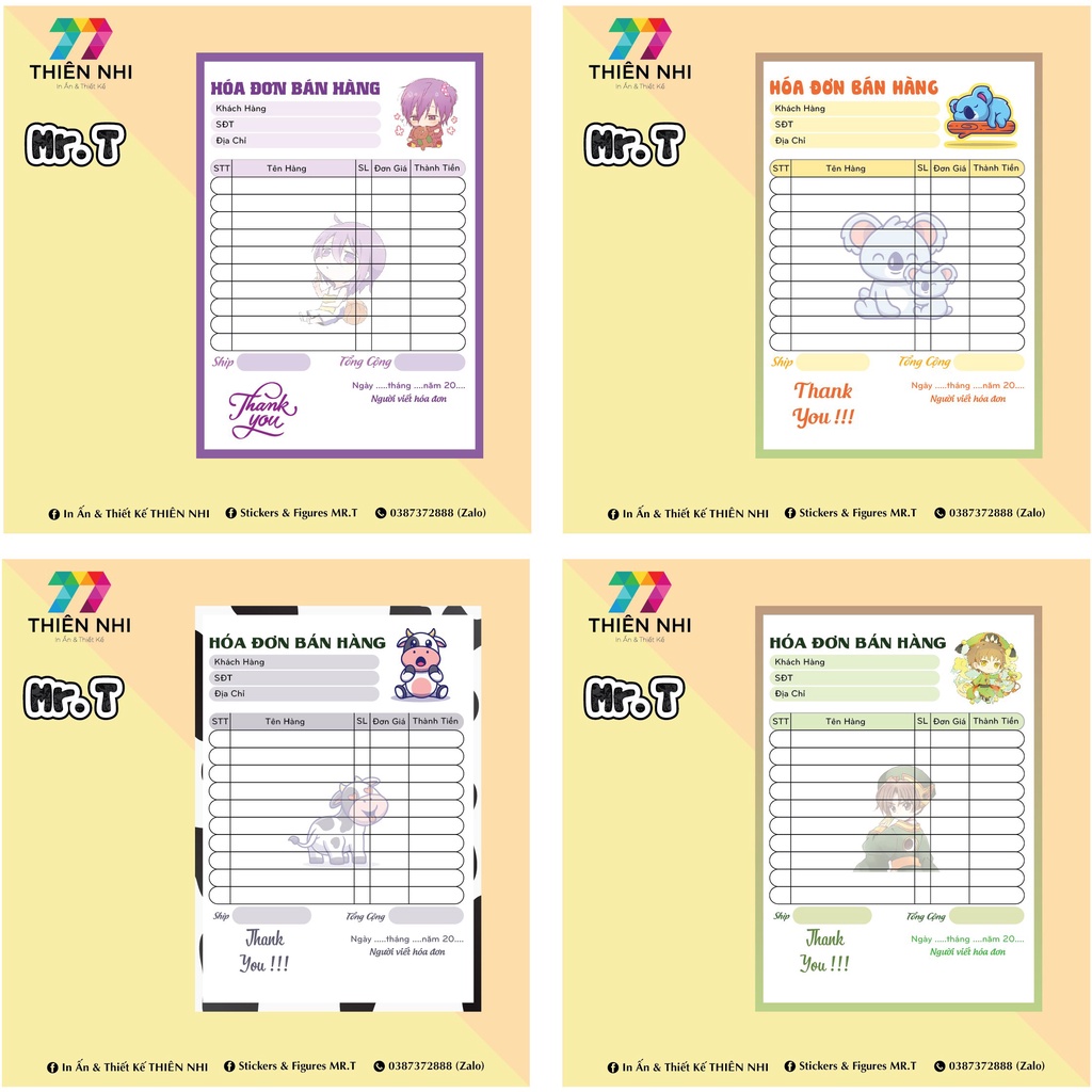 Sales INVOICE - SHEET FORM - SET of 50 sheets - VARIOUS COLOR PATTERNS ...