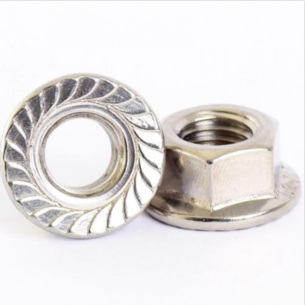 Yinpecly 10-Pack M8x1.25 Serrated Flange Nuts – 316 Stainless Steel, Silver, Locking Design