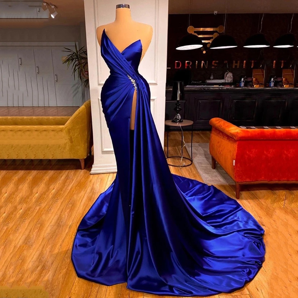 Blue long hot sale gown