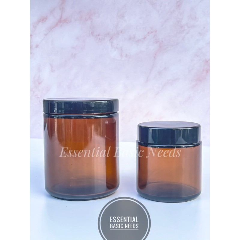 Thick Amber Round Glass Jars with Plastic Lids Candle Making Jar/Food ...