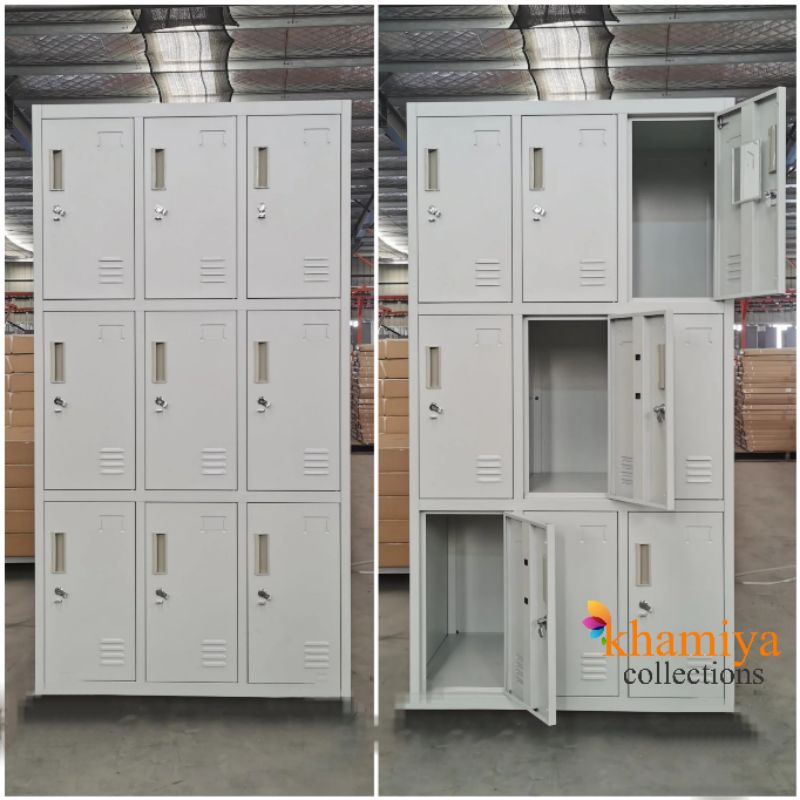 9 DOOR Steel Locker Babe Metal Locker Gym Cabinet Storage