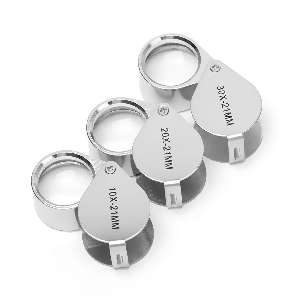 4-Pack Jewelry Eye Loupe Set: 30X 21mm + 10X-20X Dual Magnifying Glass Lens