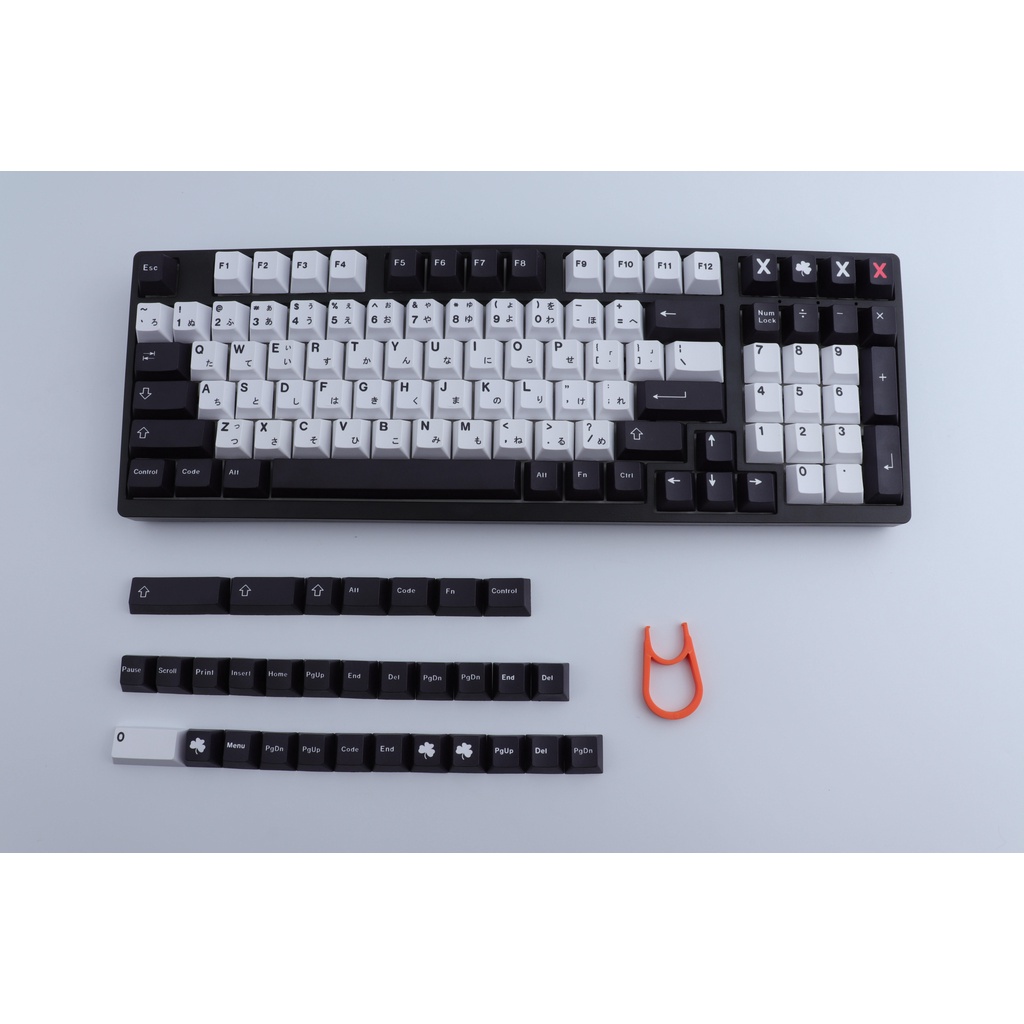 GMK Black and white keycaps, 129 Keys keycaps Cherry Profile DYE-SUB