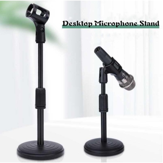 Mic Stand Portable Microphone Stand Adjustable Height Mic Holder with Oval Clip Desktop Mic