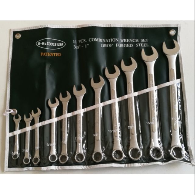 11pc Combination Wrench Set 3/8" to 1" SAE SKs Tools USA Heavy Duty sks