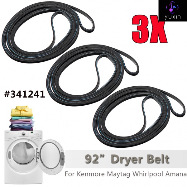 3pcs 92'' Dryer Rib Belt For Whirlpool Maytag Amana 341241 AP2946843