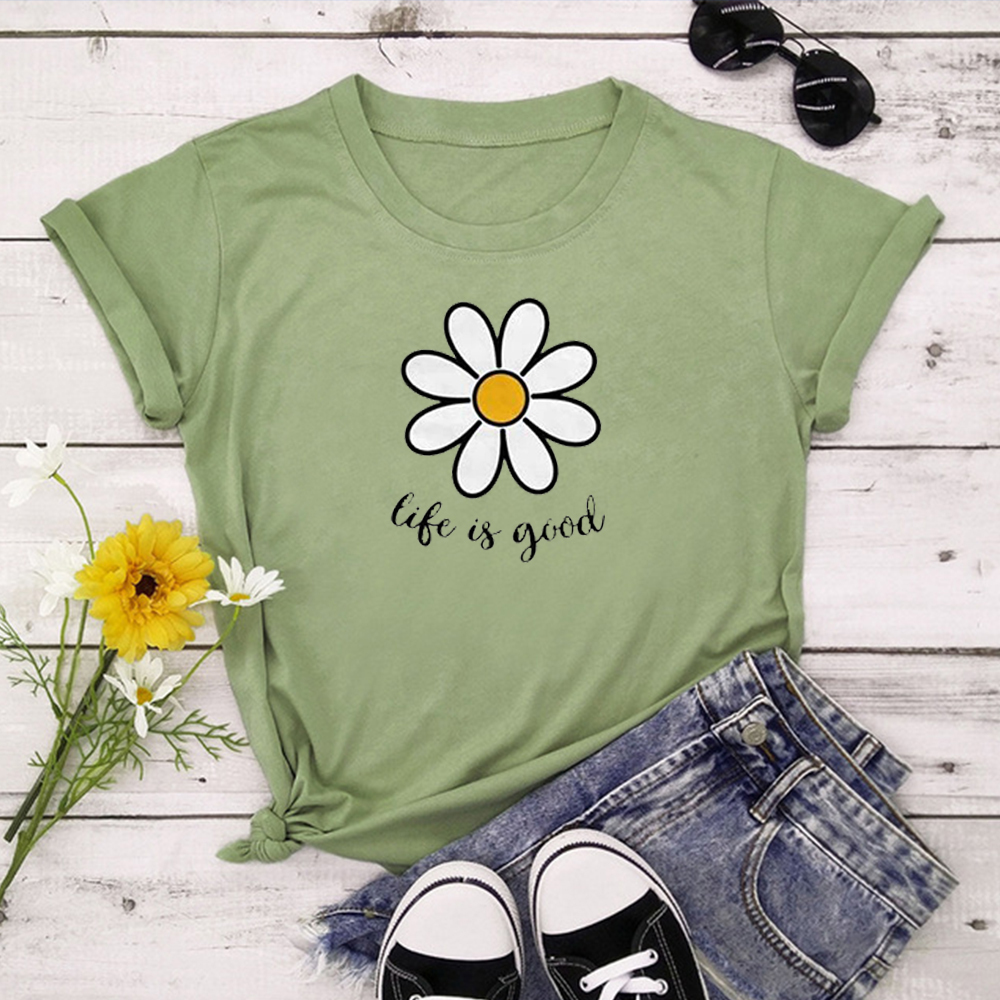 Life is good yellow clearance flower shirt