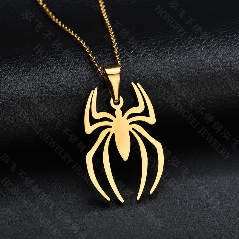 Gold Silver Spider Pendant Stainless Steel Necklace Anime Surrounding ...