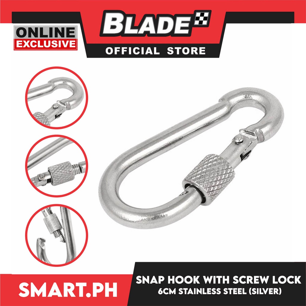 Stainless Steel Spring Snap Hook With Screw Lock 6cm (Silver) | Shopee ...
