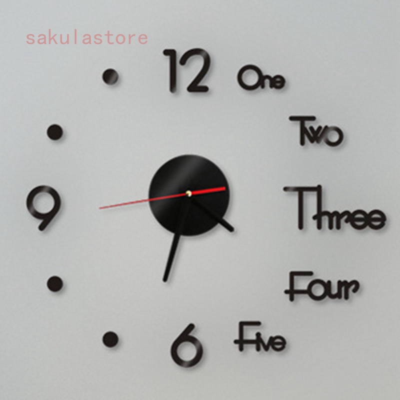 3D wall clock mirror sticker DIY brief living decor meetting room wall