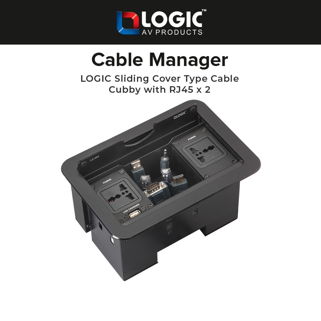 Logic AV LC404 Logic Sliding Cover Type Cable Cubby with RJ45 x 2