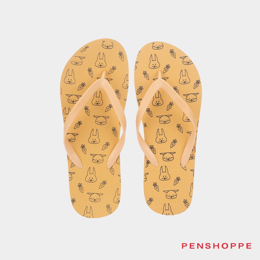 Penshoppe Printed Flip Flops Slippers For Women Orange Shopee