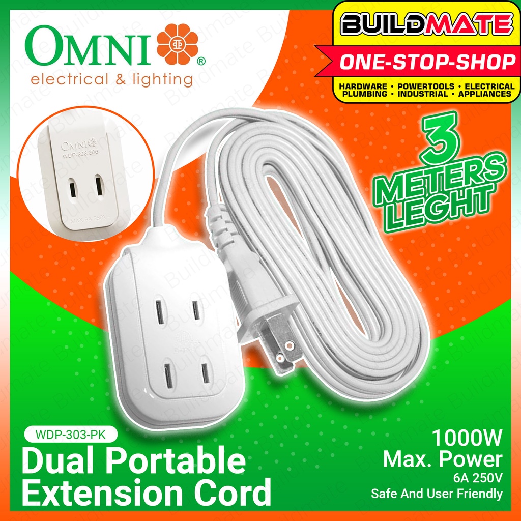 BUILDMATE Omni Extension Cord 3Gang 3M Universal Outlet Socket Electric