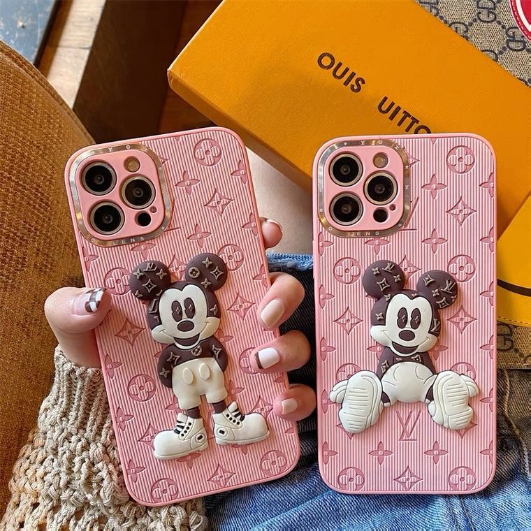 Gift Box Disney Mickey Cartoon LV Case for iPhone 13 Pro Max 12 11 XR X