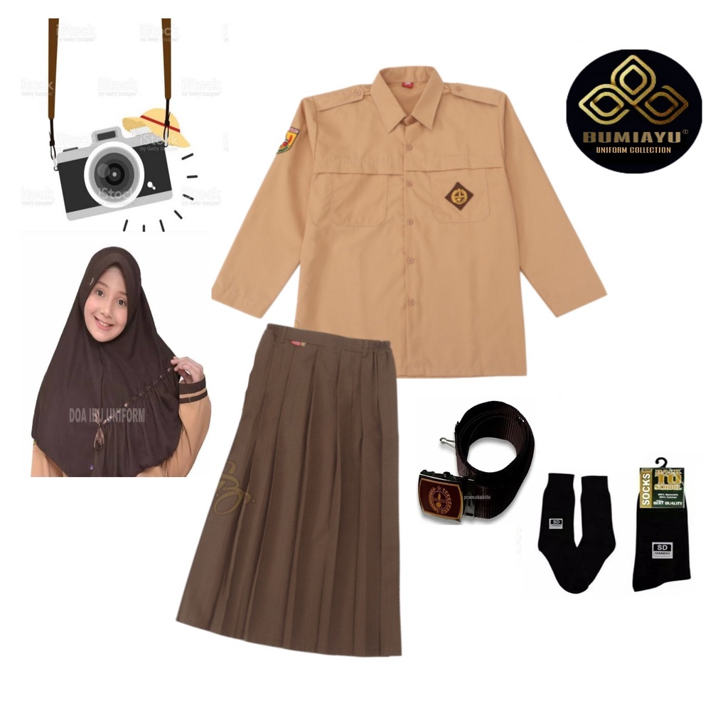Long Scout Uniform Set for Elementary School Girls Grades 1-6 Complete ...