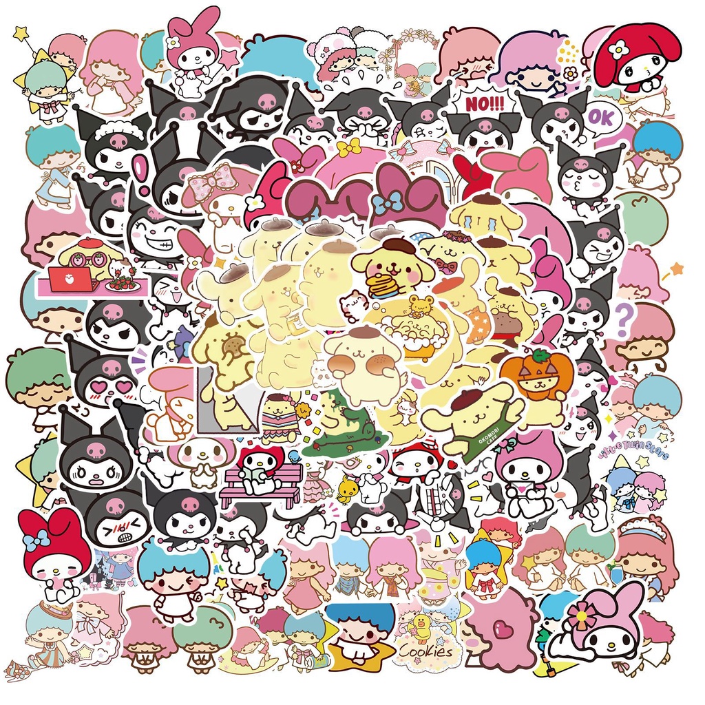 200/100/50PCS New Sanrio Stickers Hello Kitty Stickers Kuromi My Melody ...