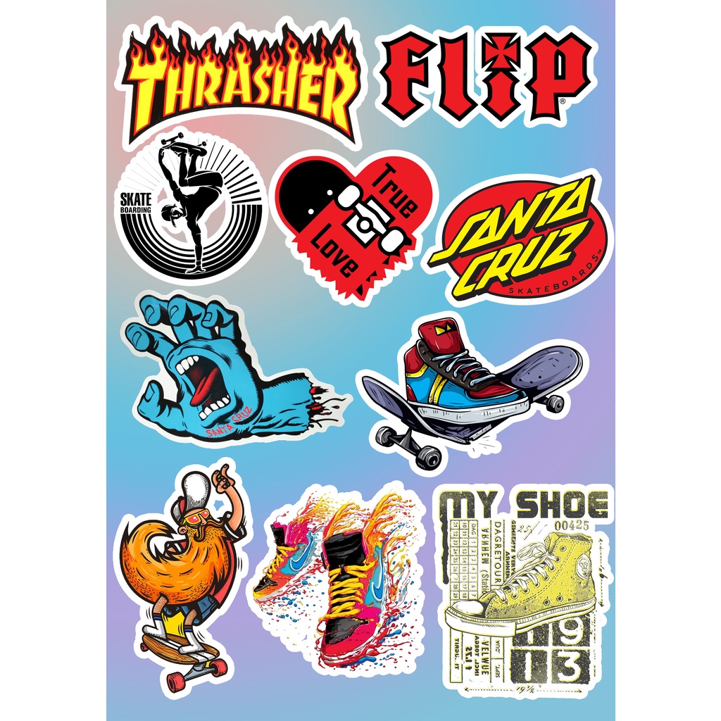 SKATEBOARD 100% Waterproof Laminated Sticker Vinyl Decal to DIY Laptop ...