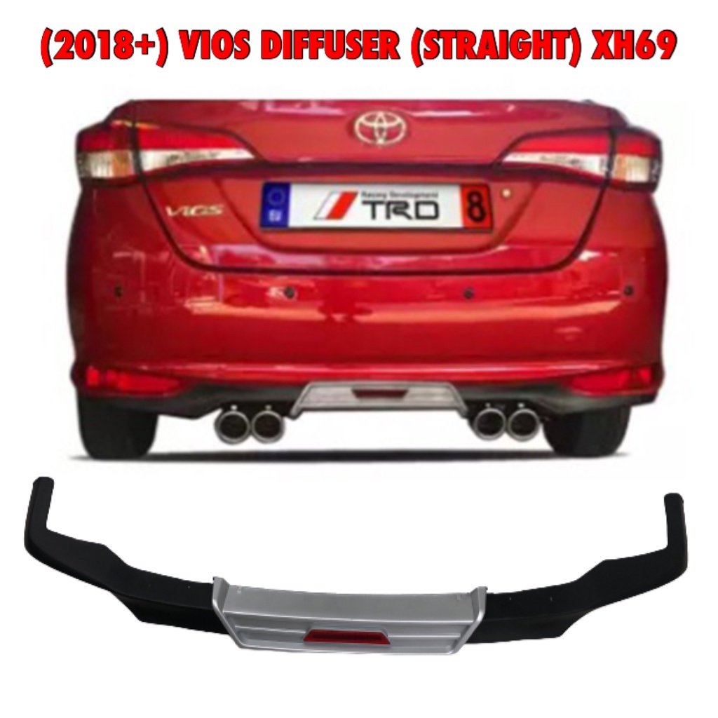 Gearzaar Carbon Fiber Style Rear Bumper Diffuser With LED Brake Light For 2018-2023 Infiniti Q50
