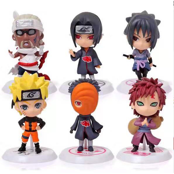 Naruto Gaara Itachi Anime Chibi 6pcs./Set Mini Figure with Base Toy ...