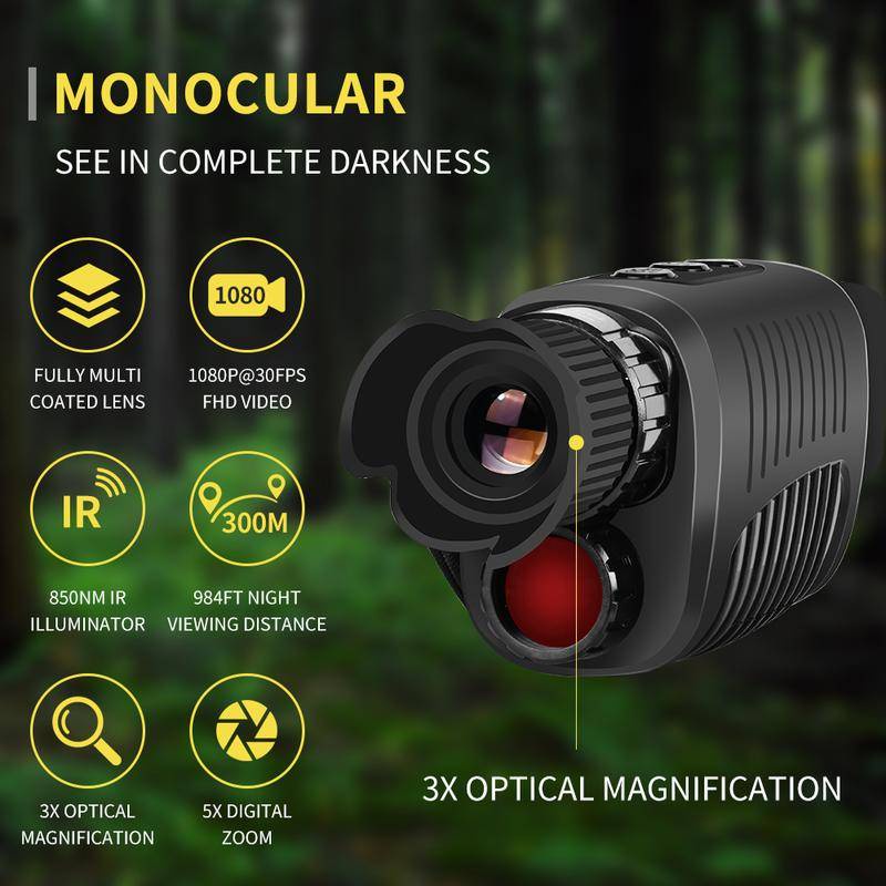1080P HD Monocular Night Vision Device Infrared 5x Digital Zoom Hunting ...