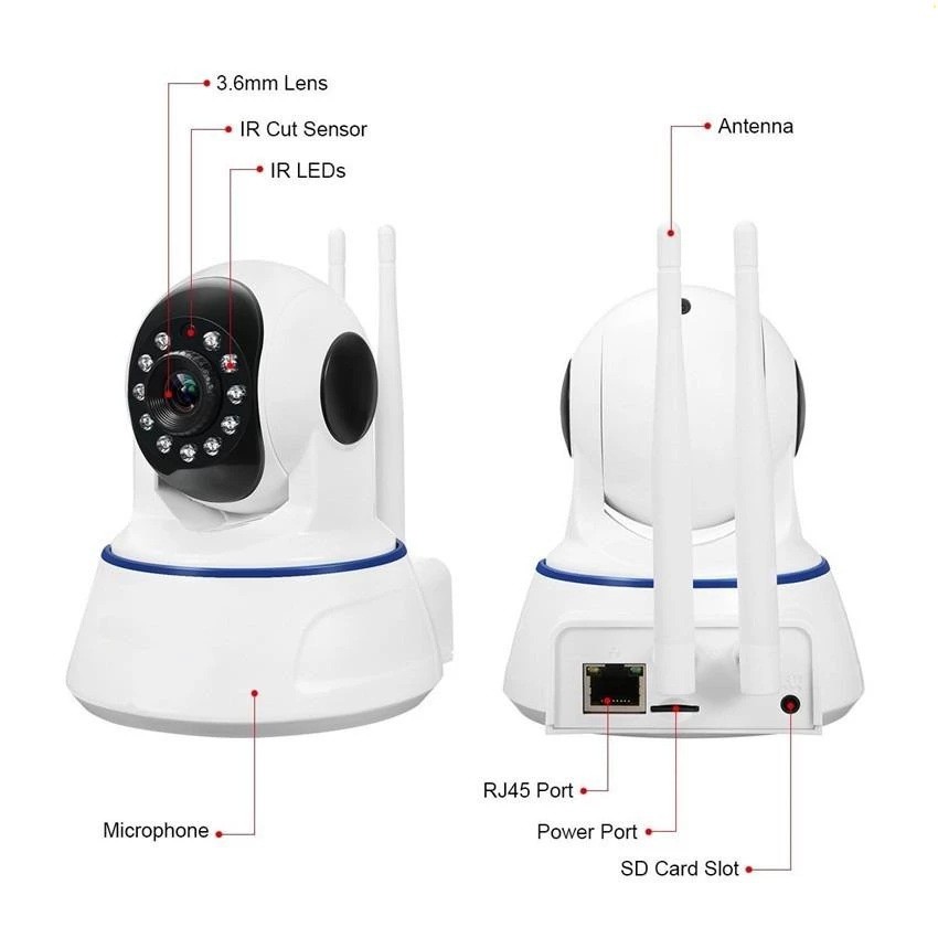 Popcorn V380 IP CAM Wireless WIFI Network Security HD Remote Monitor ...