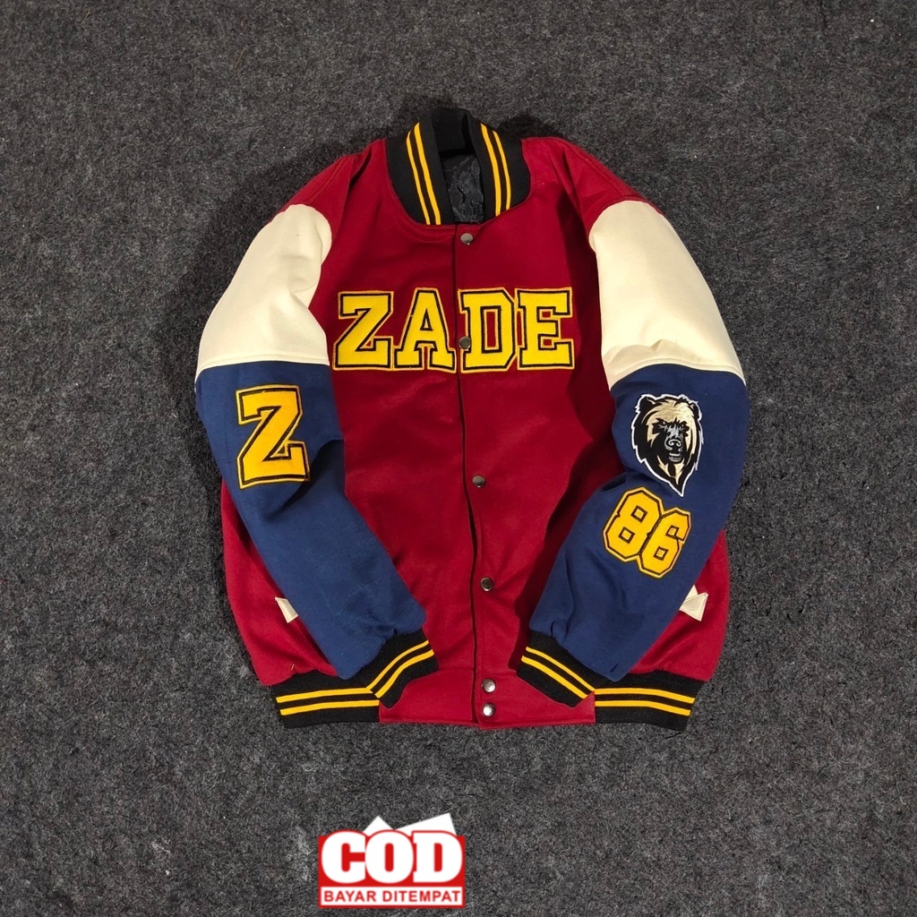 PRIA HITAM MERAH Varsity Jacket Red NEVI CREAM Varsity Jacket Men