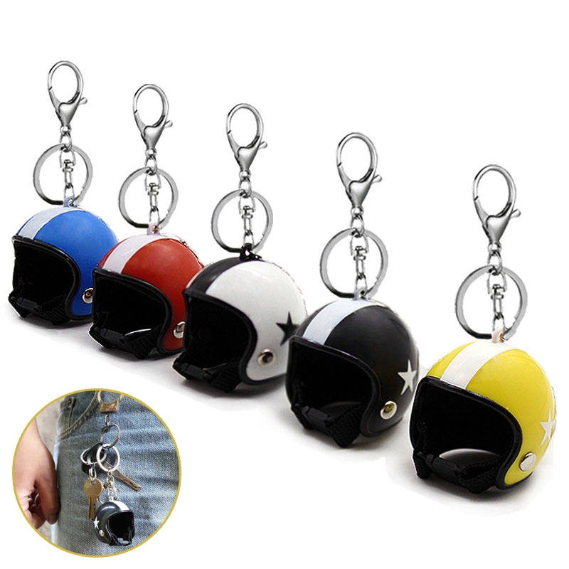 New Motorcycle Key Chain Women Men Cute Safety Helmet Car Keychains Bag ...
