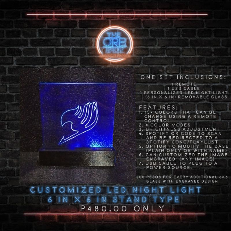 CUSTOMIZED LED NIGHT LIGHTS (Variation 3 - 6inx6in Removable Glass ...