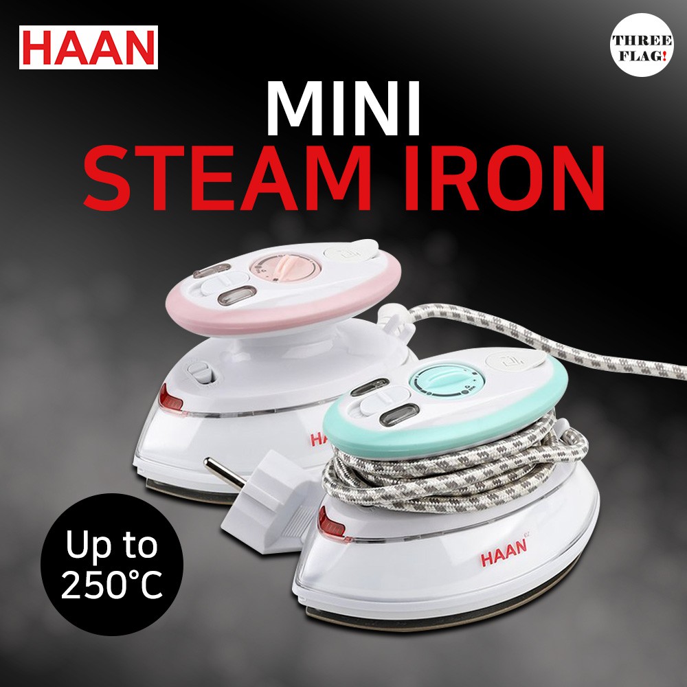 Haan 250°C Power Handy Mini Steam Iron HS50C Mint, Pink Shopee
