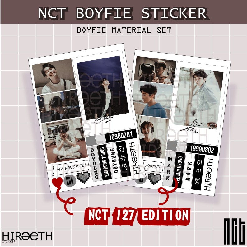 Boyfie Sticker Aesthetic Material Cute Sticker NCT 127 doyoung mark lee ...