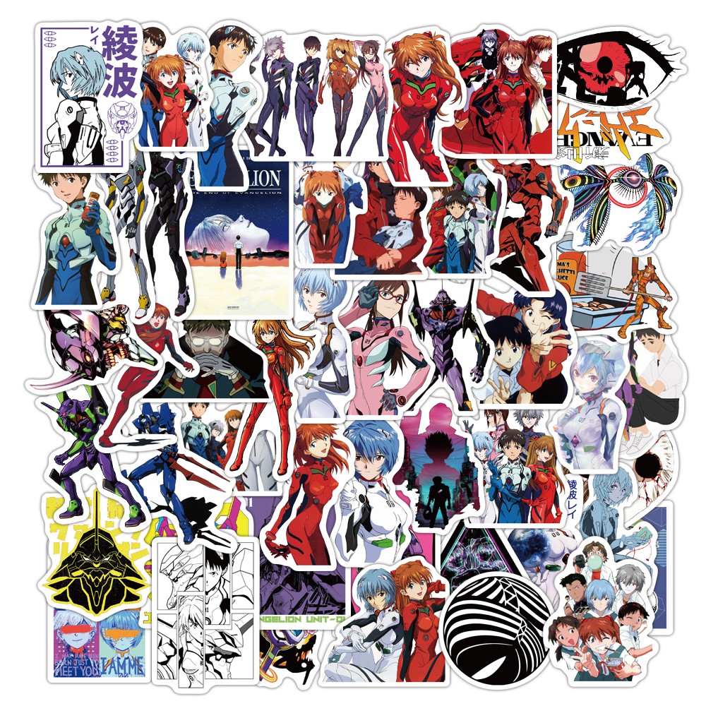 50PCS Japan Cartoon Anime NEON GENESIS EVANGELION Stickers PVC ...