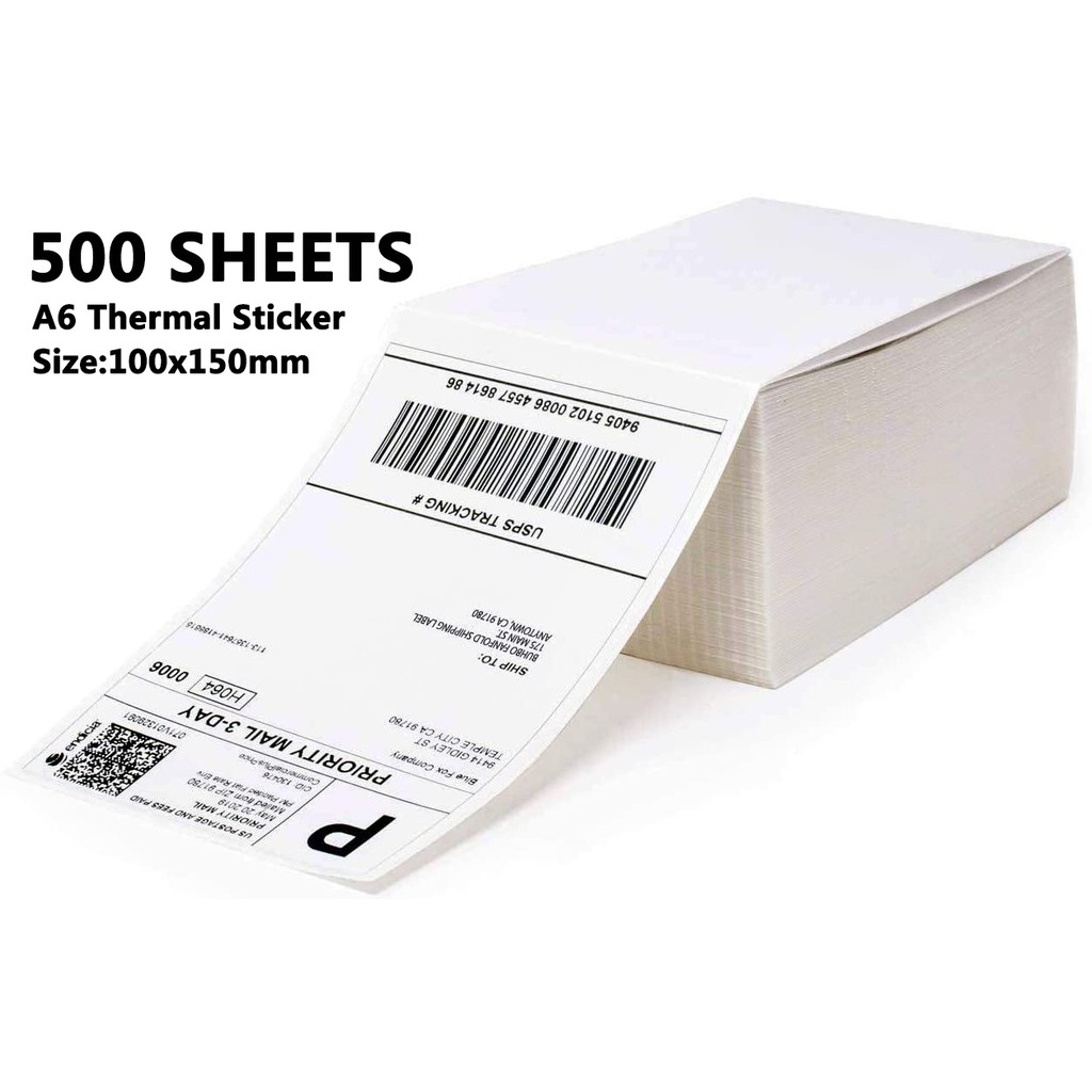 A6 Waybill Thermal Sticker Label 100x150mm 500stack Suitable For Thermal Printer Shopee 0185