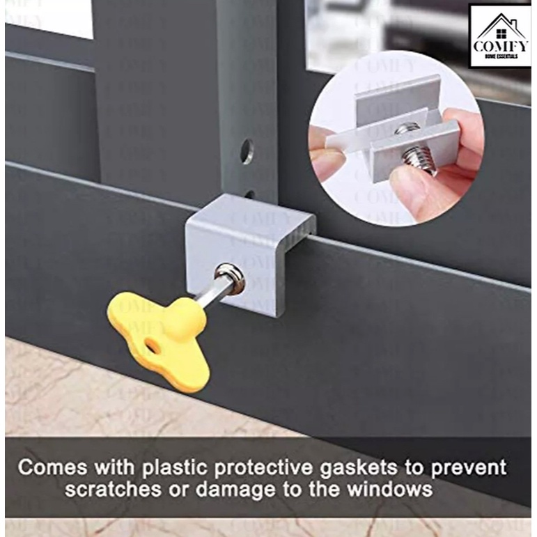 SLIDING GLASS WINDOW LOCK (2 Type Single & Double Hole) Shopee