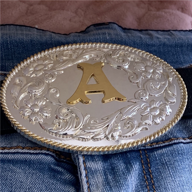Retail New Golden Initial Letter A Cowboy Belt Buckle High Quality Oval ...