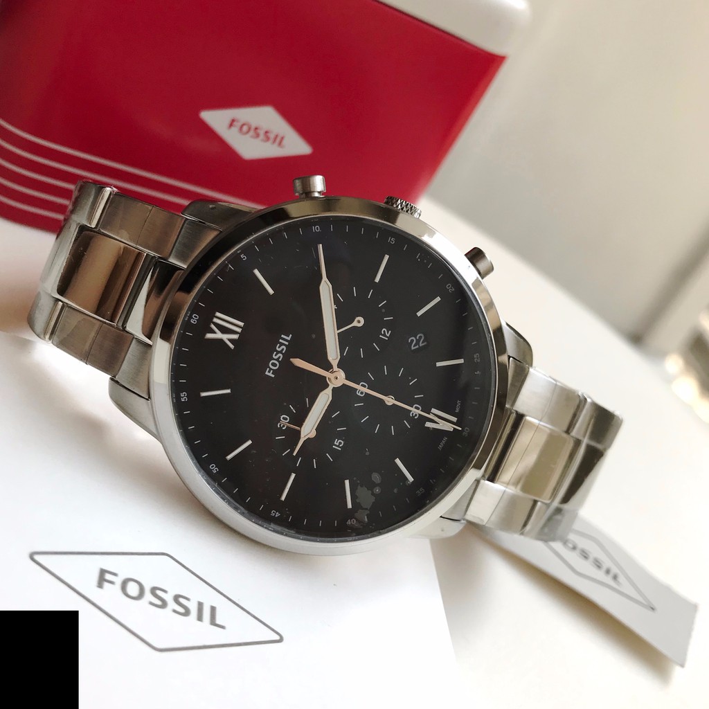 Silver Neutra Shopee Watch Dial for FS5384 Black Chronograph | Fossil Men Philippines Steel