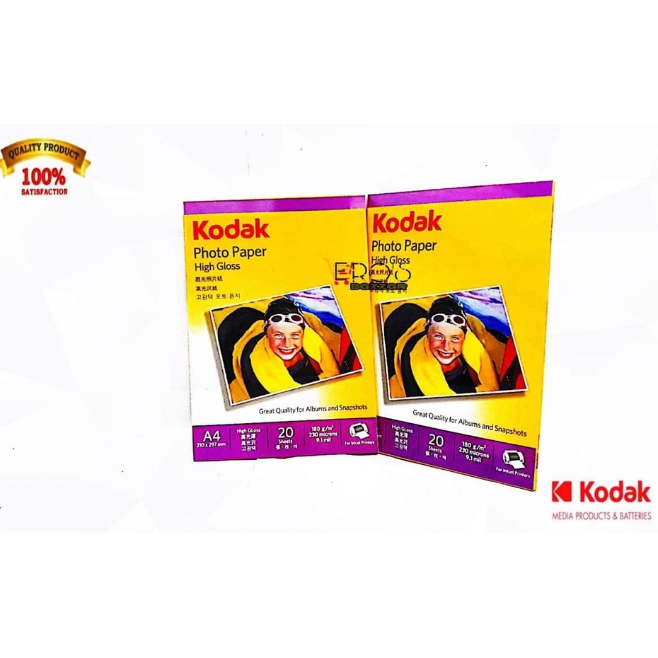 Kodak Inkjet Glossy Photo Paper 180 GSM A4 (20 Sheets) Authentic