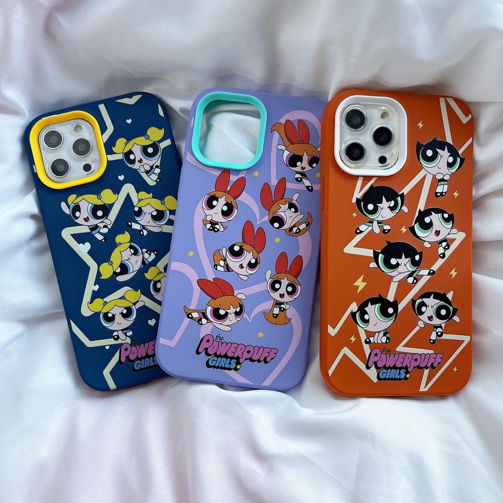 Case For IPhone 13 12 11 7Plus X Xs Max XR Cartoon Powerpuff Girls 3 in