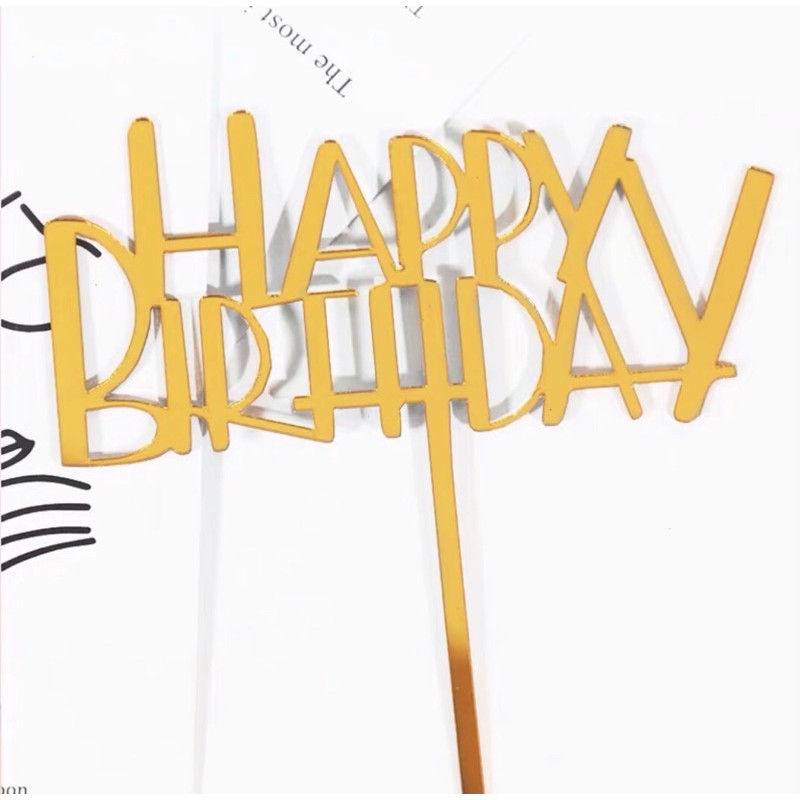 gold acrylic all caps happy birthday cake topper | Shopee Philippines