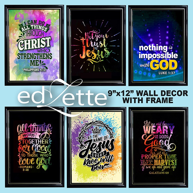 BIBLE VERSE WALL DECOR (9.5x13 w/ FRAME) Inspirational quotes ...