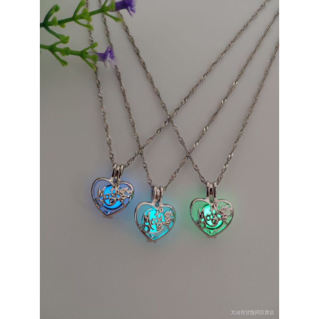 Heart Shaped Hollow Luminous Necklace Love Clavicle For Dark Night