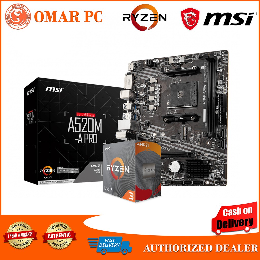 MSI A520M-A PRO & AMD RYZEN 3 3100 (BUNDLE) | Shopee Philippines