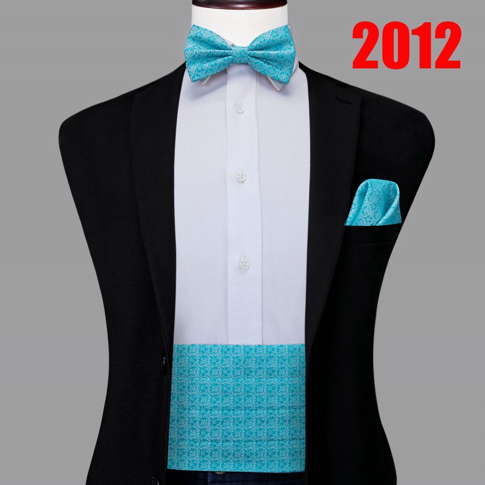 insHiTie Classic Silk Paisley Cummerbunds for Men Tuxedo Elastic Belt