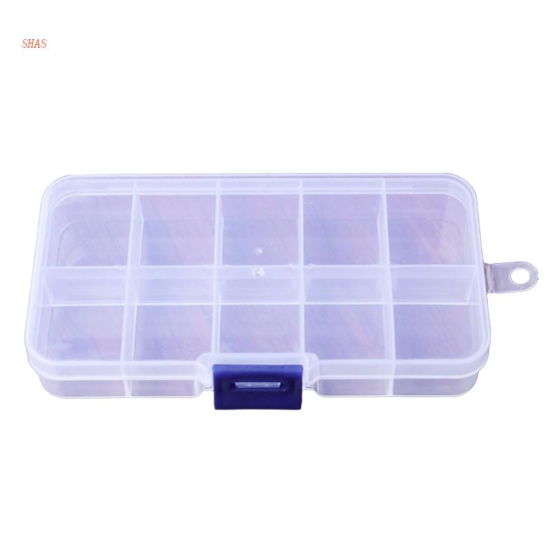 Shas 10 Grids Adjustable Transparent Plastic Storage Box for Small ...