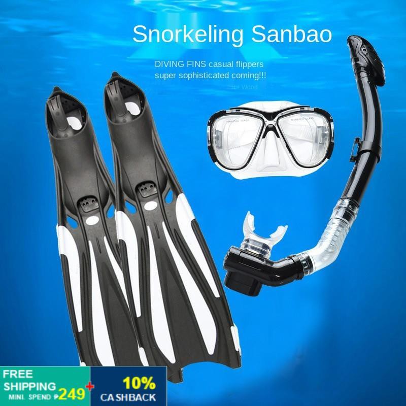 ☎Professional deep sea diver long fins spearfishing diving snorkel mask set  for free scuba