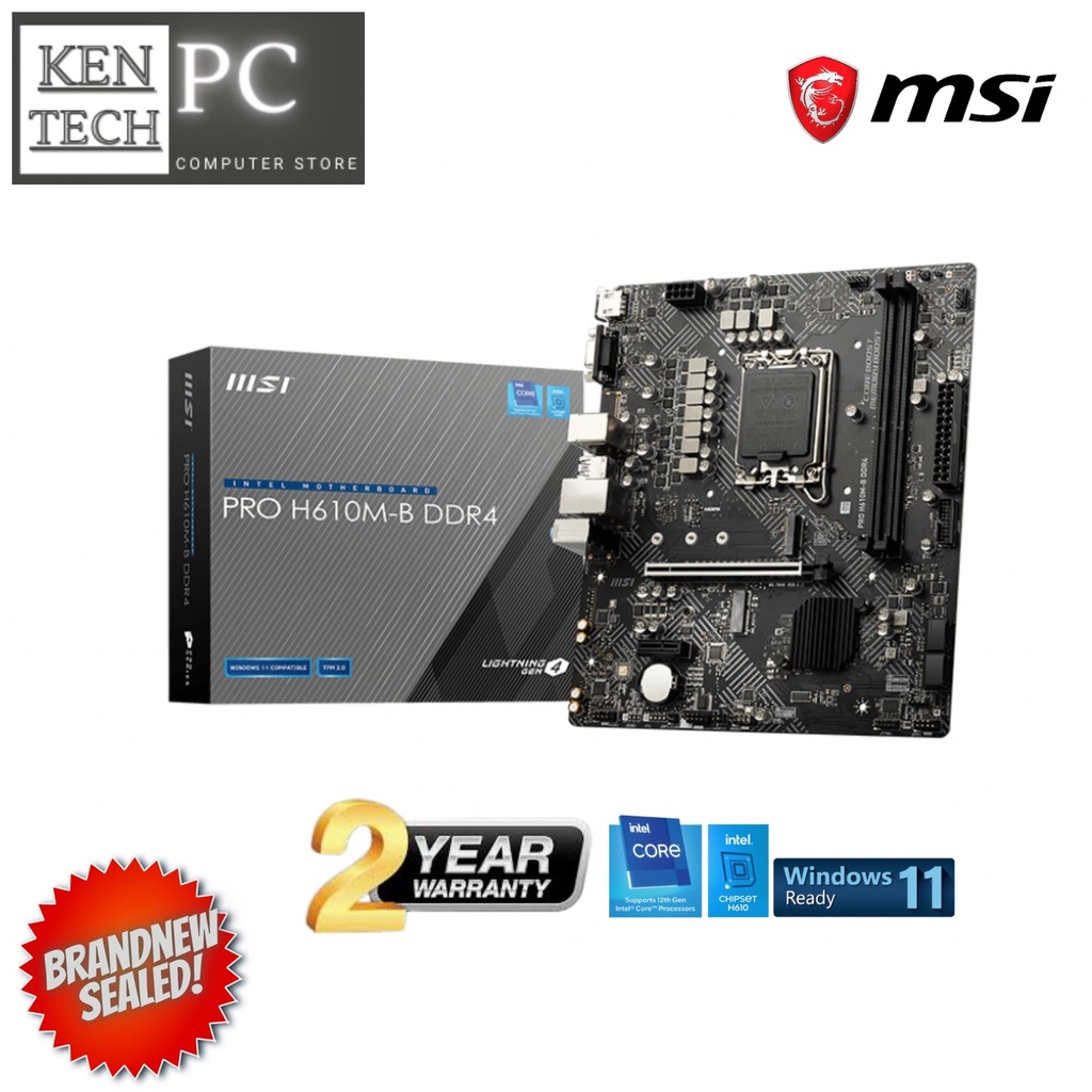 MSI PRO H610M-B DDR4 Intel LGA1700 M-ATX Motherboard | Shopee Philippines