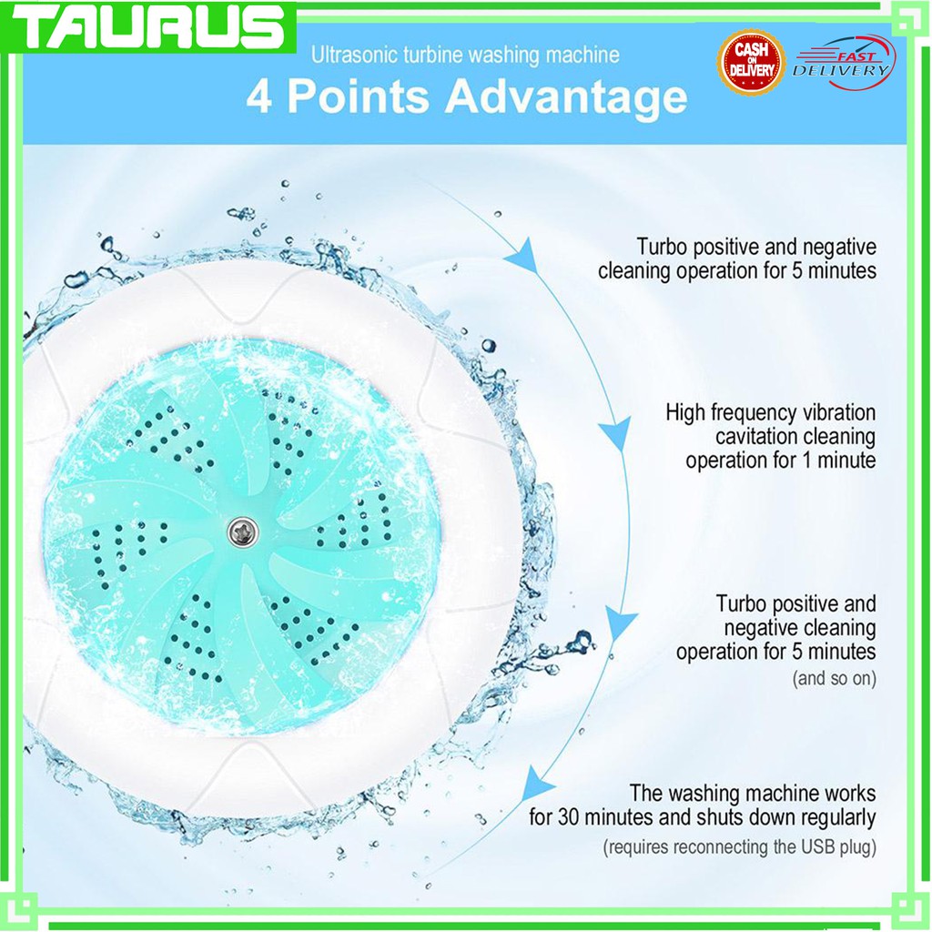 USB Mini Washing Machine Portable Rotating Ultrasonic Turbine Laundry