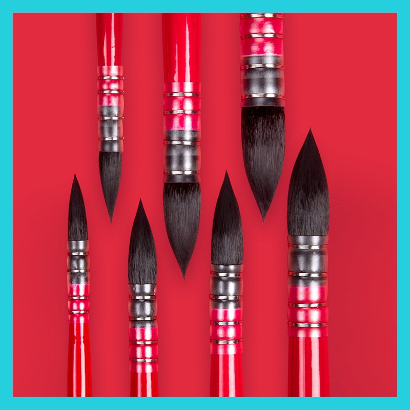 4pcs Squirrel Hair Watercolor Paint Brush High Quality Pointed Painting