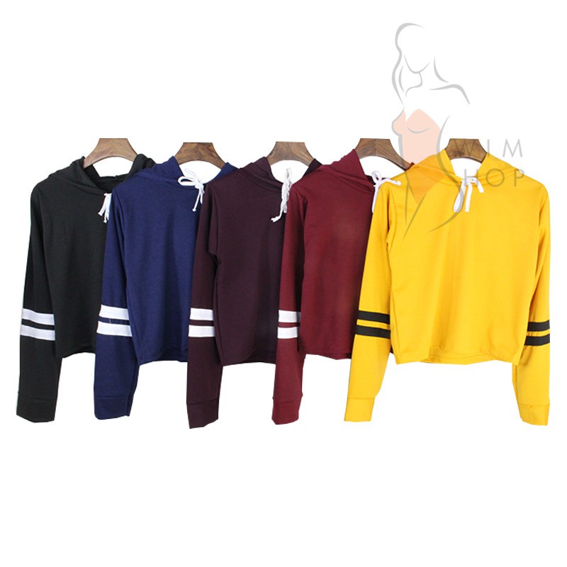 Crop top hoodie online shopee