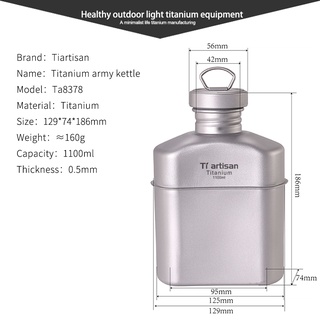 Newest G.I. Army Titanium Canteen Military Cup 1000ml Water Bottle