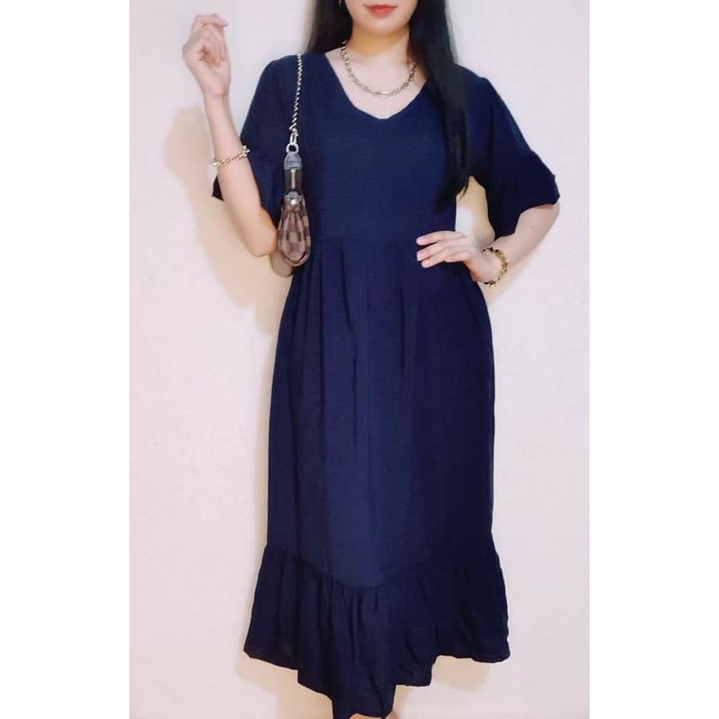 MAXI ALYANA V-NECK CASUAL DRESS WITH SLEEVE (Small to XL body Frame ...